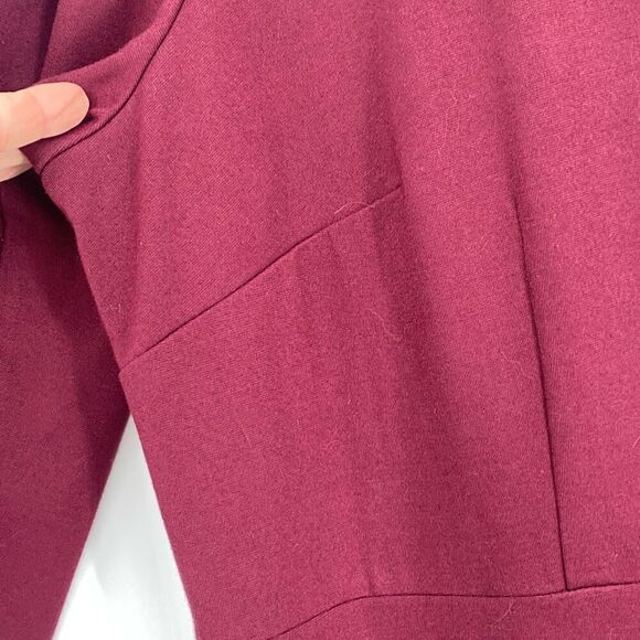 Talbots Audrey Mock Neck Ponte Jersey A-Line Dress 3/4 Sleeve Wine Sz 18WP - Picture 6 of 12